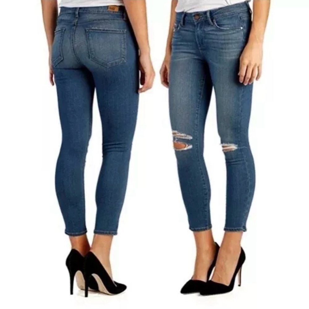 PAIGE~ Women’s Verdugo Crop Mavis Destructed Cropped‎ Distressed Jeans Size 28